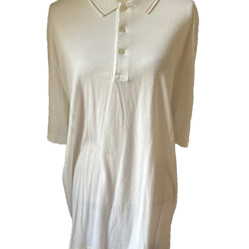 Polo Golf Ralph Lauren  Mens Sz XL White Brown Dot Collar EUC
